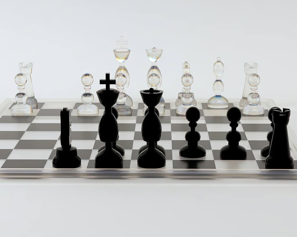 a chess board with a set of chess pieces
